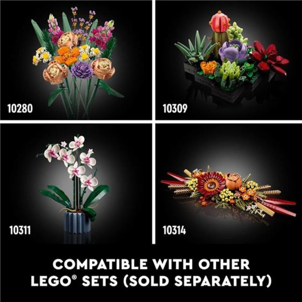 LEGO Icons Wildflower Bouquet Set - Artificial Flowers with Poppies and - Picture 6 of 7